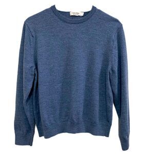 Calvin Klein 100% Merino Wool Crewneck Sweater Men’s Large Blue.